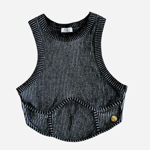 Fling Hallotex Black and White Stripe Crop Top